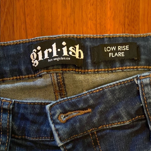 girl-ish Blue Flare Wide Leg Jeans with Subtle Fading - Picture 2 of 9